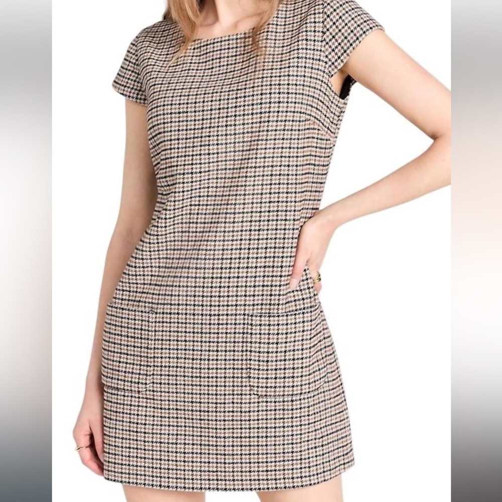 Amanda Uprichard Black Houndstooth Mini Dress